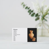 黒い背景の陶器 名刺 (スタンド正面)