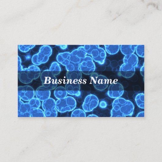 黒い背景の青い細胞 名刺 (正面)