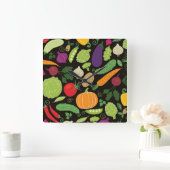 黒い背景の食糧 スクエア壁時計 (ホーム)