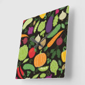 黒い背景の食糧 スクエア壁時計 (傾斜)