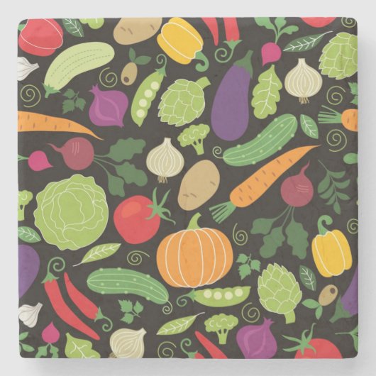 黒い背景の食糧 ストーンコースター (正面)