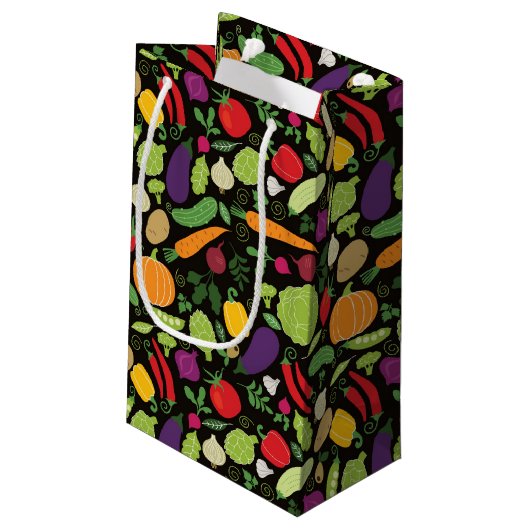 黒い背景の食糧 スモールペーパーバッグ (裏面アングル)