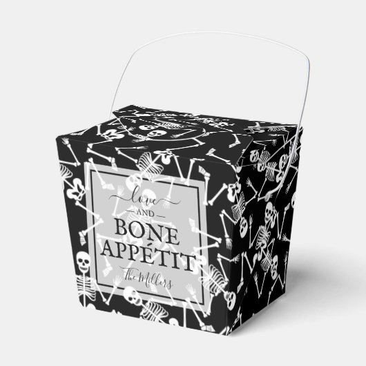 黒い背景の骸骨 ハロウィン フェイバーボックス (正面サイド)