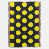 黒い背景の黄色の円 スローブランケット (正面縦)