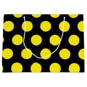 黒い背景の黄色の円 ラージペーパーバッグ (正面)