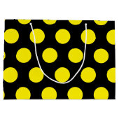 黒い背景の黄色の円 ラージペーパーバッグ (裏面)