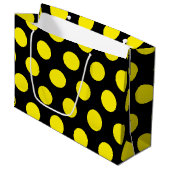 黒い背景の黄色の円 ラージペーパーバッグ (正面アングル)