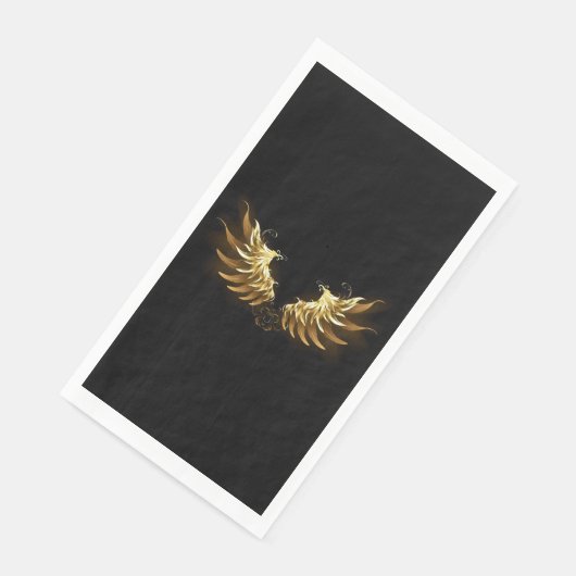 黒い背景の黄金の天使の翼 (コーナー)