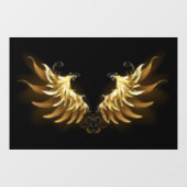黒い背景の黄金の天使の翼 ウィンドウサイン (シート)
