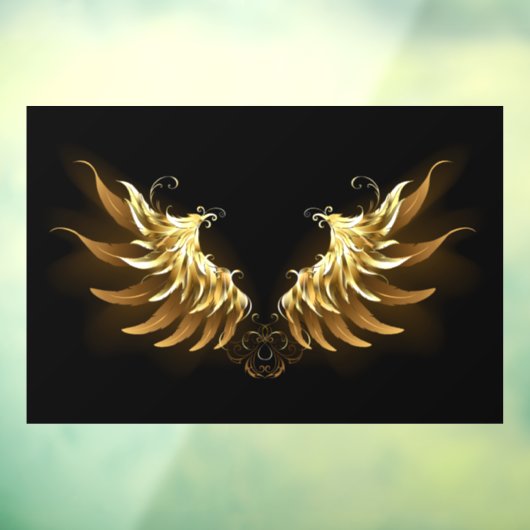 黒い背景の黄金の天使の翼 ウィンドウサイン (シート3)