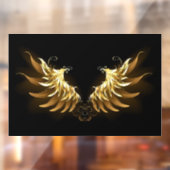 黒い背景の黄金の天使の翼 ウィンドウサイン (シート2)
