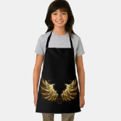 黒い背景の黄金の天使の翼 エプロン (インサイチュ)