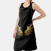 黒い背景の黄金の天使の翼 エプロン (インサイチュ)