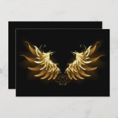 黒い背景の黄金の天使の翼 エンクロージャーカード (正面/裏面)