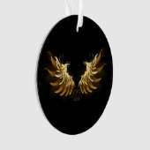 黒い背景の黄金の天使の翼 オーナメント (正面)