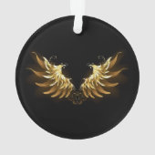 黒い背景の黄金の天使の翼 オーナメント (裏面)