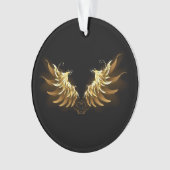 黒い背景の黄金の天使の翼 オーナメント (正面)