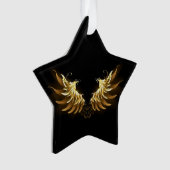黒い背景の黄金の天使の翼 オーナメント (正面)