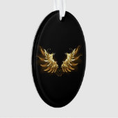 黒い背景の黄金の天使の翼 オーナメント (正面)