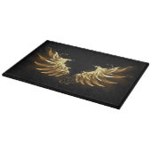 黒い背景の黄金の天使の翼 カッティングボード (角)