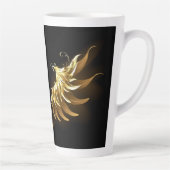 黒い背景の黄金の天使の翼 カフェラテマグ (右)