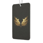 黒い背景の黄金の天使の翼 カーエアーフレッシュナー (左)