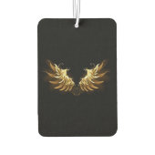 黒い背景の黄金の天使の翼 カーエアーフレッシュナー (裏面)