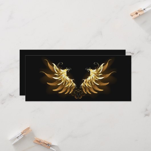 黒い背景の黄金の天使の翼 カード (正面/裏面インサイチュ)
