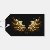 黒い背景の黄金の天使の翼 ギフトタグ (裏面横)