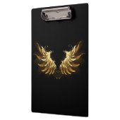 黒い背景の黄金の天使の翼 クリップボード (左)