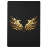 黒い背景の黄金の天使の翼 クリップボード (裏面)
