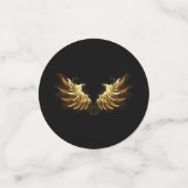 黒い背景の黄金の天使の翼 コンフェッティ (スモール正面)