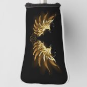 黒い背景の黄金の天使の翼 ゴルフヘッドカバー (回転90)