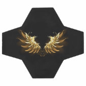 黒い背景の黄金の天使の翼 サッカーボール (フラット)