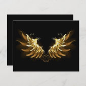 黒い背景の黄金の天使の翼 サンキューカード (正面/裏面)
