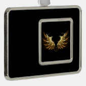黒い背景の黄金の天使の翼 シルバープレートフレームオーナメント (右)