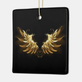 黒い背景の黄金の天使の翼 セラミックオーナメント (左)