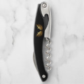 黒い背景の黄金の天使の翼 ソムリエナイフ (裏面)