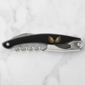 黒い背景の黄金の天使の翼 ソムリエナイフ (裏面)