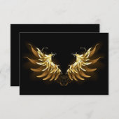 黒い背景の黄金の天使の翼 ノートカード (正面/裏面)