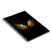 黒い背景の黄金の天使の翼 ノートブック (右側)