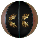 黒い背景の黄金の天使の翼 バスケットボール (縦)