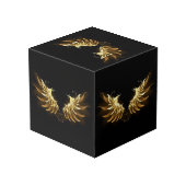 黒い背景の黄金の天使の翼 フォトキューブ (裏面アングル)