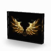黒い背景の黄金の天使の翼 フォトブロック (右)