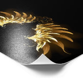 黒い背景の黄金の天使の翼 フォトプリント            (角)