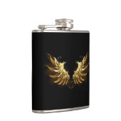 黒い背景の黄金の天使の翼 フラスク (右)