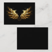 黒い背景の黄金の天使の翼 プレイスカード (正面/裏面)