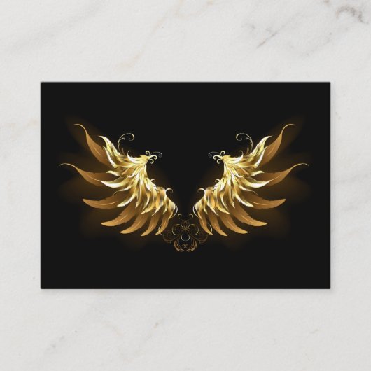 黒い背景の黄金の天使の翼 プレイスカード (正面)