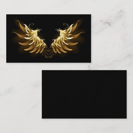 黒い背景の黄金の天使の翼 プレイスカード (正面/裏面)