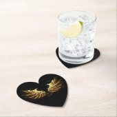 黒い背景の黄金の天使の翼 ペーパーコースター (インサイチュ)